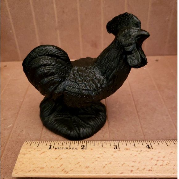 Black Coal Rooster Figurine Chicken Decor Farmhouse Vintage - Picture 11 of 14